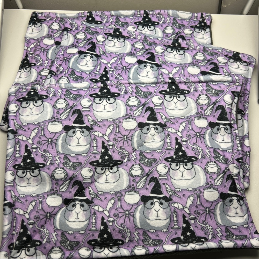 Guinea Pig Witch Halloween Purple Piddle Pads Lot of 3 Reversible New Fleece